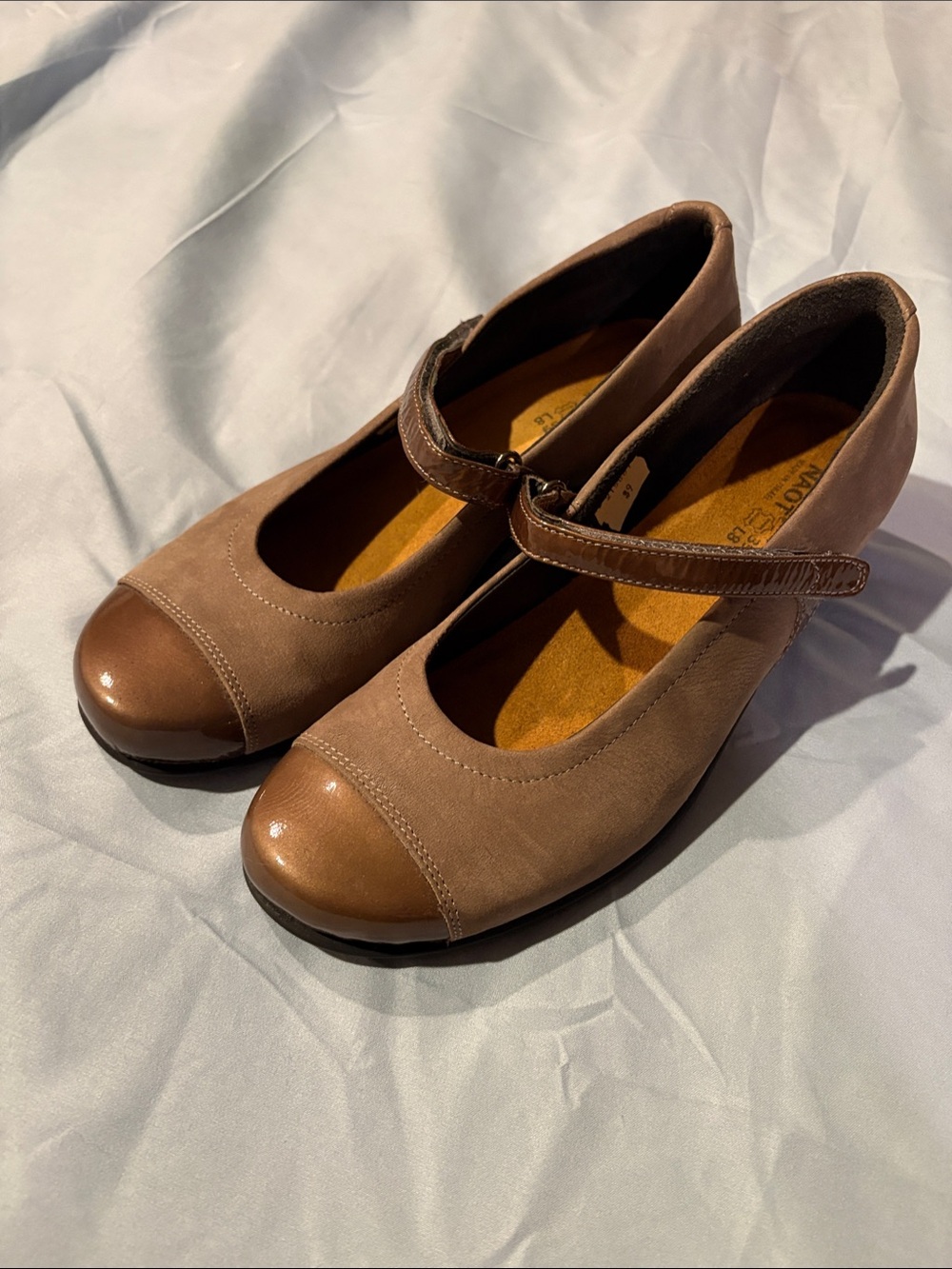 Comfortable Mary Jane Pumps in Taupe